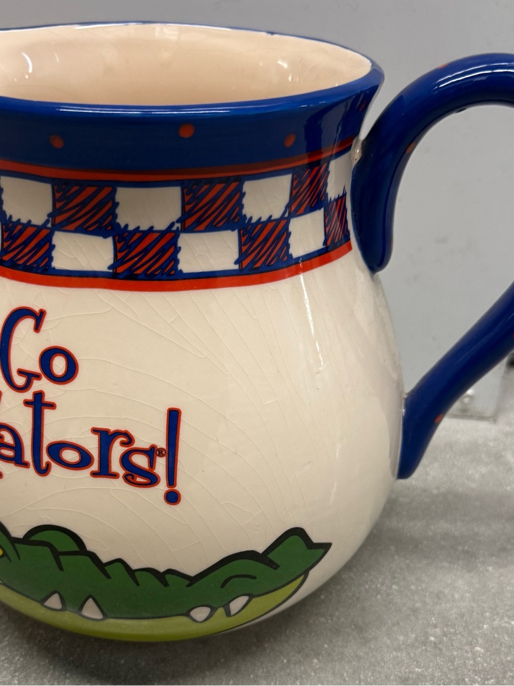 Blue and White 'Go Gators!' Ceramic Pitcher Mug